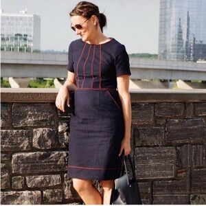 Boden Jane Textured Woven Dress Navy